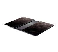 Planche à découper en verre trempé - VILDE - 60x52 cm - Antidérapant - Résistant à 150°C - Noir - Motif pierre