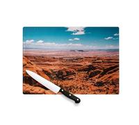 Planche à Découper en Verre Trempé - Vue de Monument Valley Utah USA Canyon Paysage Desert - Protection Plan de Travail et Dessous Plat Résistant Chaleur 2 Tailles Imprimé en France