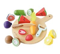 Le Toy Van – Jeu éducatif en bois TV355 – Fruits et légumes à découper, 18 pièces, FSC, Montessori
