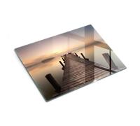 Planche à découper et plaque de protection en verre 40x30 cm Quai du lac