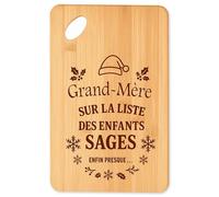 Planche à découper Grand-Mère Liste des enfants sages - Plateau Apéro en Bambou Cadeau Noël Gravé Collègue Cuisine Barbecue
