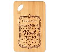 Planche à découper Grand-Mère Magie de noël Rectangle - Plateau Apéro en Bambou Cadeau Noël Gravé Collègue Cuisine Barbecue