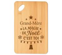 Planche à découper Grand-Mère Magie de noël Sapin - Plateau Apéro en Bambou Cadeau Noël Gravé Collègue Cuisine Barbecue
