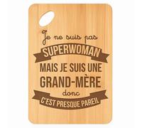 Planche à découper Grand-Mère Superwoman - Plateau Apéro en Bambou Cadeau Gravé pour Femme Fête des Grands-Mères Cuisine Barbecue