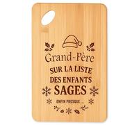 Planche à découper Grand-Père Liste des enfants sages - Plateau Apéro en Bambou Cadeau Noël Gravé Collègue Cuisine Barbecue