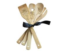 Planche à découper gravée avec ustensiles en bois - recette manuscrite - coffret élégant torchon offert (Set d'ustensiles mamie)