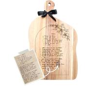 Planche à découper gravée avec ustensiles en bois - recette manuscrite - coffret élégant torchon offert (Planche+set d'ustensiles mamie)