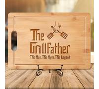 Planche à découper gravée personnalisée pour homme - Cadeau de barbecue personnalisé pour papa, mari, beau-père, idéal pour la fête des pères, un anniversaire, Noël ou une pendaison de crémaillère
