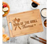 Planche à découper gravée sur mesure - King of the Grill - Idée de planche à découper personnalisée pour papa, grand-père, mari, homme, cadeau pour la fête des pères, Noël, un anniversaire de mariage