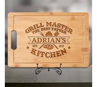 Planche à découper gravée sur mesure pour homme - Planche de maître de grill personnalisée pour papa, papa, mari, petit ami - Cadeau idéal pour la fête des pères, un anniversaire, Noël pour lui