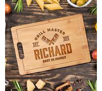 Planche à découper Grill Master personnalisée pour homme - Planche à charcuterie gravée personnalisée pour papa, grand-père, mari ou fils pour la fête des pères, Noël, un anniversaire