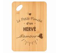 Planche à découper Hervé d'amour - Plateau Apéro en Bambou Cadeau Gravé pour Homme Cuisine Barbecue