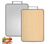 Planche à Découper Inox Doppelface, Planche à Découper en Titane Antidérapante, Plaque Inox Cuisine pour Viande, Fruits et Légumes, 38×26×2 cm