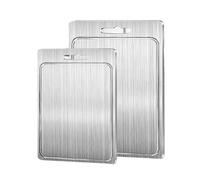 Planche à Découper Inox Planche à découper de cuisine en acier inoxydable avec rainures for jus, planches Double face(ML-2PCS)