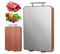Planche A Decouper Inox, Planche À Découper En Bois, Planche À Découper Double Face, Planche De Cuisine 2 En 1, Antidérapante, Vaisselle Cutting Board Pour Viande, Fruits, Légumes, 39 X 28 Cm