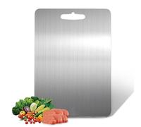 Planche a Decouper Inox, Planche à Découper Inox 304, Double Face Planche à Decouper de Qualité Alimentaire pour Viande, Fruits, Légumes, Passe au Lave Vaissel (36 x 25 cm) (Argent)