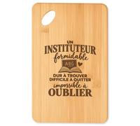 Planche à Découper Instituteur Formidable | Plateau Apéro Bambou Gravé 30 × 20 cm | Cuisine Barbecue Apéritif | Idée Cadeau Maître D'École Crémaillère Noël