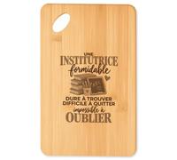 Planche à Découper Institutrice Formidable | Plateau Apéro Bambou Gravé 30 × 20 cm | Cuisine Barbecue Apéritif | Idée Cadeau Maîtresse D'École Crémaillère Noël