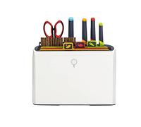 Planche à découper intelligente et couteaux avec support, ensemble de panneaux de coupe de 4 planches à découper à codes en couleur, 4 couteaux, organisateur de séchage, outils de cuisine séché, blanc