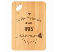 Planche à découper Iris d'Amour - Plateau Apéro en Bambou Cadeau Gravé pour Femme Cuisine Barbecue