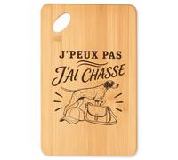 Planche à Découper J’peux pas j’ai Chasse J'peux pas minimaliste | Plateau Apéro en Bambou Gravé 30 × 20 cm | Cuisine Barbecue Apéritif | Cadeau Homme Femme Anniversaire Noël