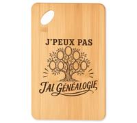 Planche à Découper J’peux pas j’ai Généalogie J'peux pas minimaliste | Plateau Apéro en Bambou Gravé 30 × 20 cm | Cuisine Barbecue Apéritif | Cadeau Homme Femme Anniversaire Noël