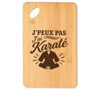 Planche à Découper J’peux pas j’ai Karaté J'peux pas minimaliste | Plateau Apéro en Bambou Gravé 30 × 20 cm | Cuisine Barbecue Apéritif | Cadeau Homme Femme Anniversaire Noël