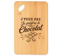 Planche à Découper J’peux pas je préfère le Chocolat J'peux pas minimaliste | Plateau Apéro en Bambou Gravé 30 × 20 cm | Cuisine Barbecue Apéritif | Cadeau Homme Femme Anniversaire Noël