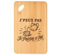 Planche à Découper J’peux pas je préfère le Thé J'peux pas minimaliste | Plateau Apéro en Bambou Gravé 30 × 20 cm | Cuisine Barbecue Apéritif | Cadeau Homme Femme Anniversaire Noël