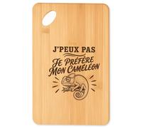 Planche à Découper J’peux pas je préfère mon Caméléon J'peux pas minimaliste | Plateau Apéro en Bambou Gravé 30 × 20 cm | Cuisine Barbecue Apéritif | Cadeau Homme Femme Anniversaire Noël