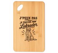 Planche à Découper J’peux pas je préfère mon Labrador J'peux pas minimaliste | Plateau Apéro en Bambou Gravé 30 × 20 cm | Cuisine Barbecue Apéritif | Cadeau Homme Femme Anniversaire Noël