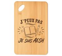 Planche à Découper J’peux pas je suis AESH | Plateau Apéro en Bambou Gravé 30 × 20 cm | Cuisine Barbecue Apéritif | Cadeau Homme Femme Anniversaire Noël