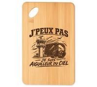 Planche à Découper J’peux pas je suis Aiguilleur du ciel J'peux pas minimaliste | Plateau Apéro en Bambou Gravé 30 × 20 cm | Cuisine Barbecue Apéritif | Cadeau Homme Femme Anniversaire Noël