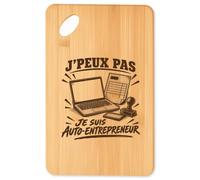 Planche à Découper J’peux pas je suis Auto-entrepreneur J'peux pas minimaliste | Plateau Apéro en Bambou Gravé 30 × 20 cm | Cuisine Barbecue Apéritif | Cadeau Homme Femme Anniversaire Noël