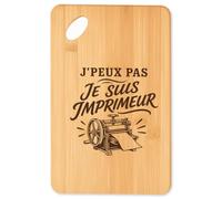 Planche à Découper J’peux pas je suis Imprimeur J'peux pas minimaliste | Plateau Apéro en Bambou Gravé 30 × 20 cm | Cuisine Barbecue Apéritif | Cadeau Homme Femme Anniversaire Noël