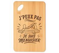 Planche à Découper J’peux pas je suis Menuisier J'peux pas minimaliste | Plateau Apéro en Bambou Gravé 30 × 20 cm | Cuisine Barbecue Apéritif | Cadeau Homme Femme Anniversaire Noël