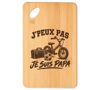 Planche à Découper J’peux pas je suis Papa J'peux pas minimaliste | Plateau Apéro en Bambou Gravé 30 × 20 cm | Cuisine Barbecue Apéritif | Cadeau Homme Femme Anniversaire Noël