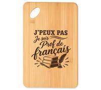 Planche à Découper J’peux pas je suis Prof de français | Plateau Apéro en Bambou Gravé 30 × 20 cm | Cuisine Barbecue Apéritif