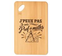 Planche à Découper J’peux pas je suis Prof de maths J'peux pas minimaliste | Plateau Apéro en Bambou Gravé 30 × 20 cm | Cuisine Barbecue Apéritif | Cadeau Homme Femme Anniversaire Noël