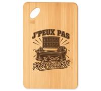 Planche à Découper J’peux pas je suis Réceptionniste J'peux pas minimaliste | Plateau Apéro en Bambou Gravé 30 × 20 cm | Cuisine Barbecue Apéritif | Cadeau Homme Femme Anniversaire Noël