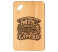Planche à Découper Je suis venu pour le mix, je suis resté pour l'apéro | Plateau Apéro Bambou Gravé 30 × 20 cm | Cuisine Barbecue Apéritif | Idée Cadeau DJ Crémaillère Noël