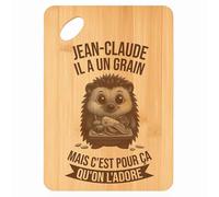 Planche à découper Jean-Claude Hérisson Grain - Plateau Apéro en Bambou Cadeau Gravé pour Homme Cuisine Barbecue