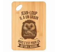 Planche à découper Jean-Loup Hérisson Grain - Plateau Apéro en Bambou Cadeau Gravé pour Homme Cuisine Barbecue