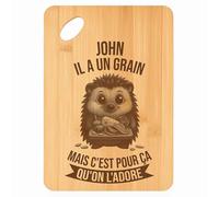 Planche à découper John Hérisson Grain - Plateau Apéro en Bambou Cadeau Gravé pour Homme Cuisine Barbecue