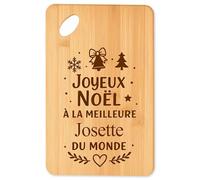 Planche à découper Joyeux noël à la meilleure Josette du monde - Plateau Apéro en Bambou Cadeau Noël Gravé Collègue Cuisine Barbecue