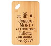 Planche à découper Joyeux noël à la meilleure Juliette du monde - Plateau Apéro en Bambou Cadeau Noël Gravé Collègue Cuisine Barbecue