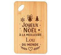 Planche à découper Joyeux noël à la meilleure Lou du monde - Plateau Apéro en Bambou Cadeau Noël Gravé Collègue Cuisine Barbecue