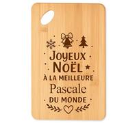 Planche à Découper Joyeux Noël à la Meilleure Pascale du Monde - Plateau Apéro en Bambou Cadeau Noël Gravé Collègue Cuisine Barbecue