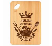 Planche à découper Jules Roi du Barbecue - Plateau Apéro en Bambou Cadeau Gravé pour Homme Cuisine Barbecue