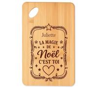 Planche à découper Juliette Magie de noël Rectangle - Plateau Apéro en Bambou Cadeau Noël Gravé Collègue Cuisine Barbecue